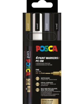 POSCA marker sæt PC-3M 4 ass. farver g-s-s-h
